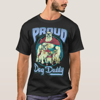 Camiseta Papa Perro Orgulloso Bulldogs / Estilo Cómic Retro