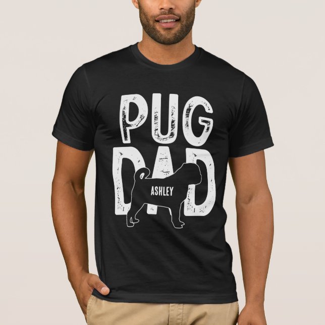 Camiseta Papá Perro Pug Papá Cachorro (Anverso)