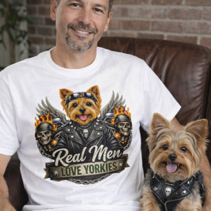 Camiseta Papá Perro Yorkie Motero