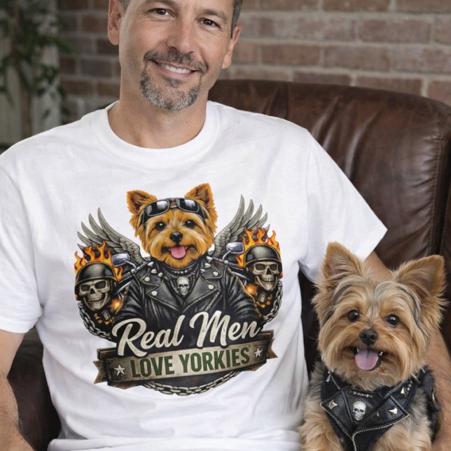 Camiseta Papá Perro Yorkie Motero (Subido por el creador)
