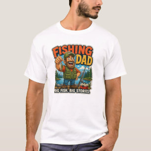 Camiseta Papá Pescador Divertido Gran Pez Grandes Historias