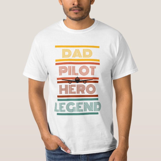 Camiseta Papá, piloto, héroe, el día del padre de la leyend (Anverso)