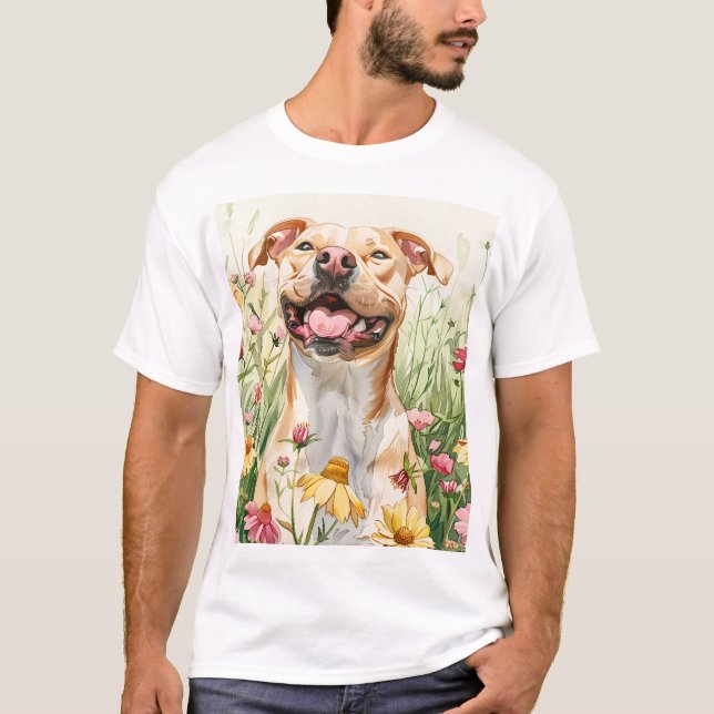 Camiseta Papá Pit Bull – Acuarela (Anverso)