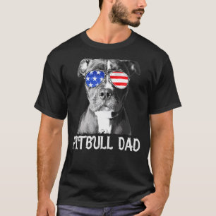 Camiseta Papá Pitbull Americano Bandera Americana Patriótic