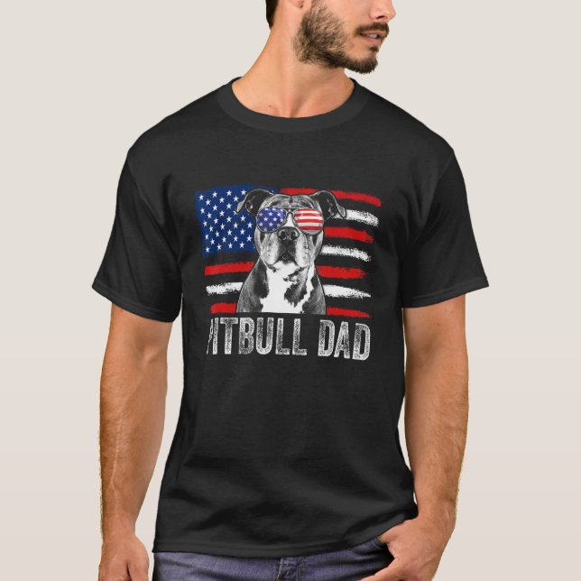 Camiseta Papá Pitbull Hombre Orgulloso Perro Pit Bull Ameri (Anverso)