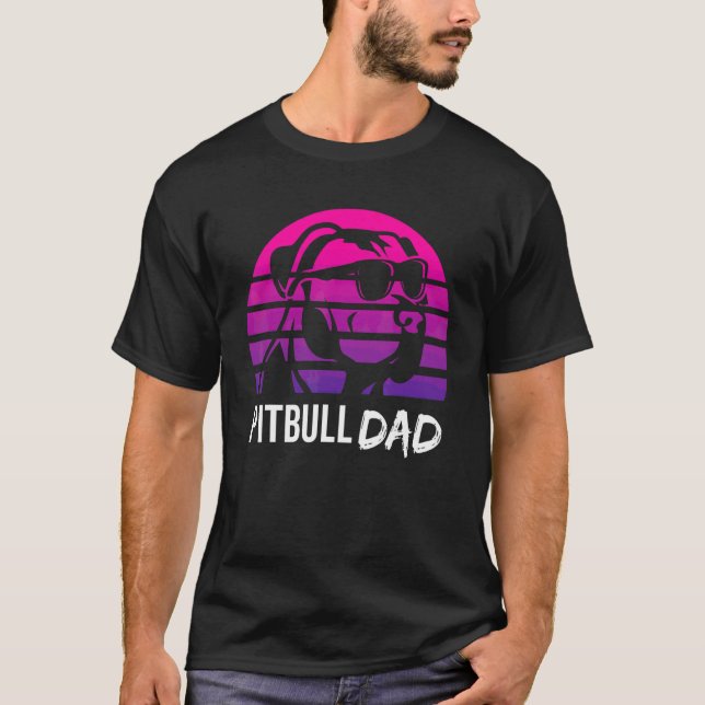 Camiseta Papá Pitbull Perro Pitbull Retro Años 80 (Anverso)