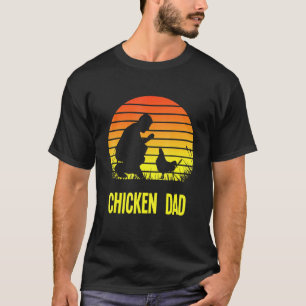 Camiseta Papá Pollo Atardecer Retro Granjero Dueño de Pollo