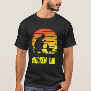 Camiseta Papá Pollo Atardecer Retro Granjero Dueño de Pollo