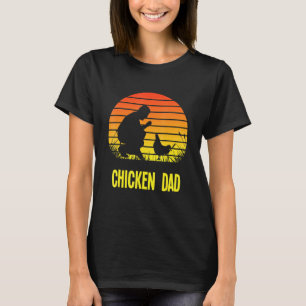 Camiseta Papá Pollo Retro Atardecer Granjero Dueño de Pollo