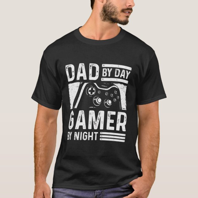 Camiseta Papá Por Día Jugador Por Noche Padre Gracioso Rega (Anverso)