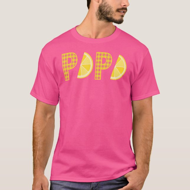 Camiseta Papa Primer cumpleaños Equipo Familiar Rosa Lemona (Anverso)