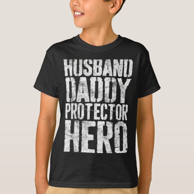 Camiseta Papa Protector Héroe Marido Diseño (Anverso)