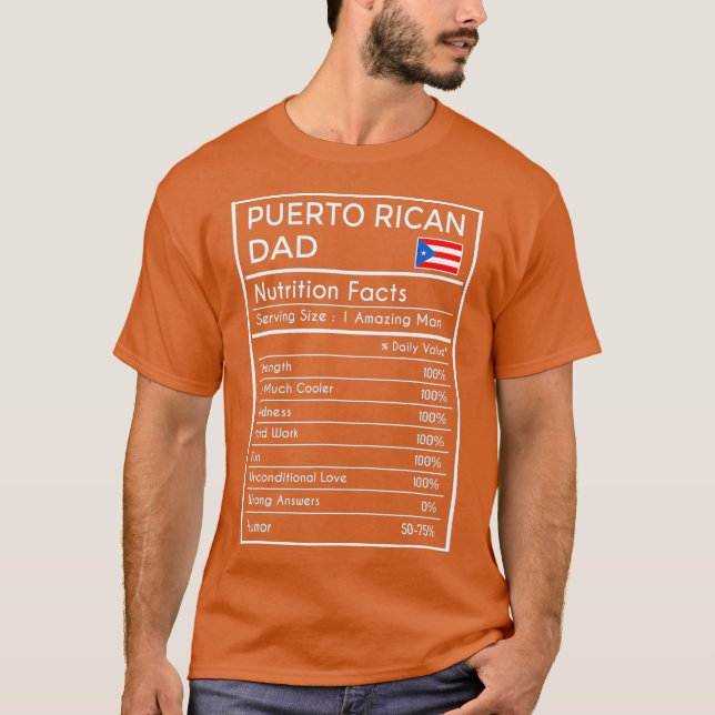 Camiseta Papá puertorriqueño obsequia datos divertidos sobr (Anverso)