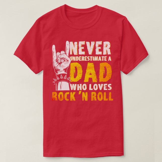 Camiseta Papá Que Ama El Rock N Roll Rock N Roll Guitarra (Diseño del anverso)