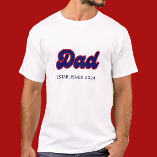 Camiseta Papá retro rojo y azul, año personalizado