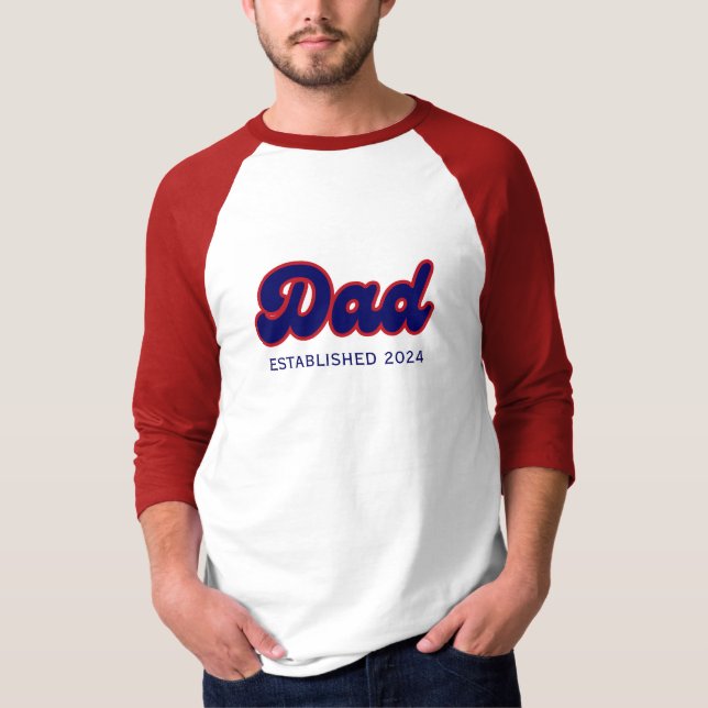 Camiseta Papá retro rojo y azul, año personalizado (Anverso)