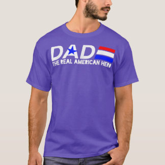 Camiseta Papá rojo blanco y azul el verdadero héroe america