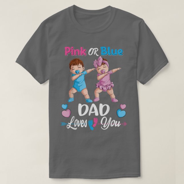 Camiseta Papá Rosa O Azul Ama A Tu Bebé Género Revelar Part (Diseño del anverso)