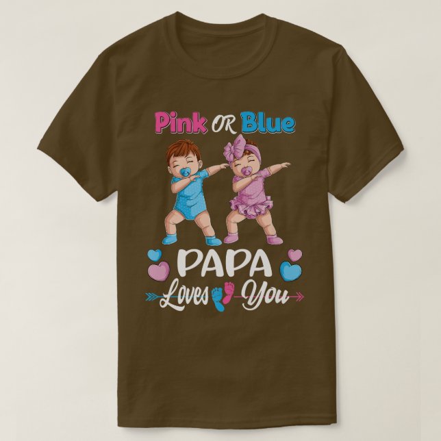 Camiseta Papá Rosa O Azul Ama A Tu Bebé Revés De Género Par (Diseño del anverso)