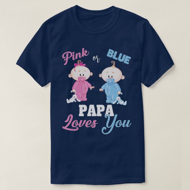 Camiseta Papá rosa o azul te ama, revelación de género (Diseño del anverso)