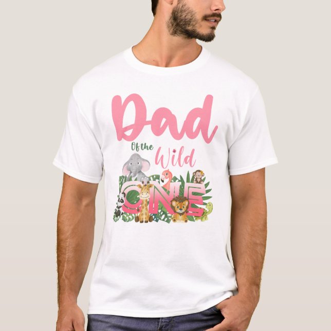 Camiseta Papá salvaje, Chica de cumpleaños, familia Safari (Anverso)