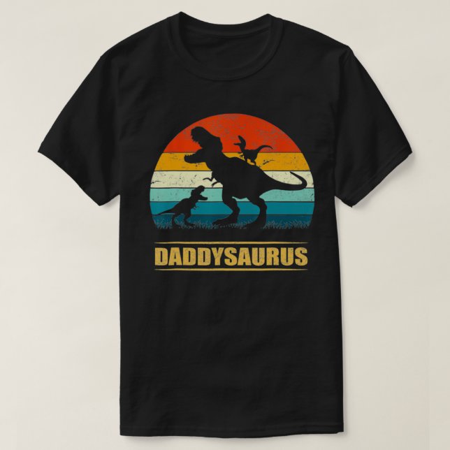 Camiseta Papá Saurus Daddy Dinosaur Familia T Re 2 Niños Pa (Diseño del anverso)