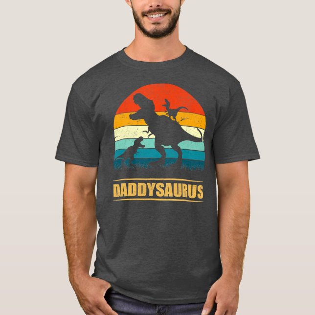 Camiseta Papá Saurus Daddy Dinosaur T Rex 2 Familia Infanti (Anverso)