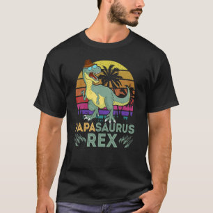 Camiseta Papa Saurux Rex Dinosaur Retro Atardecer Palma Día