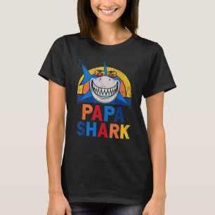 Camiseta Papa Shark Retro Pajamas padre Day Papa Shark