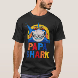 Camiseta Papa Shark Retro Pajamas padre Day Papa Shark