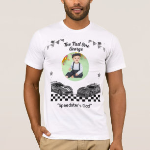 Camiseta Papá Speedster Coche de Carreras Rojo y Negro Rápi
