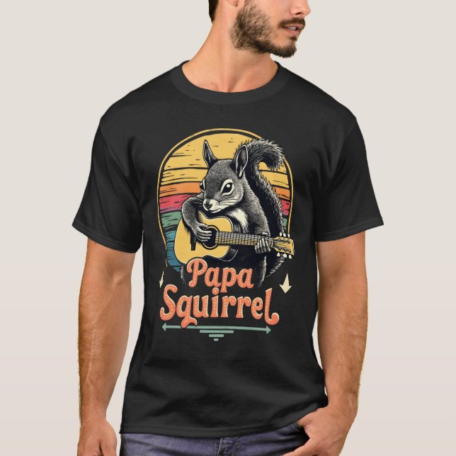 Camiseta Papa Squirrel tocando guitarra - Diseño de música  (Anverso)