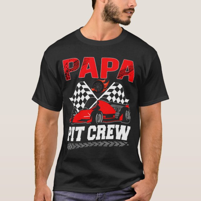 Camiseta Papa T Crew Racing Family Race Car Birthday Boy  (Anverso)