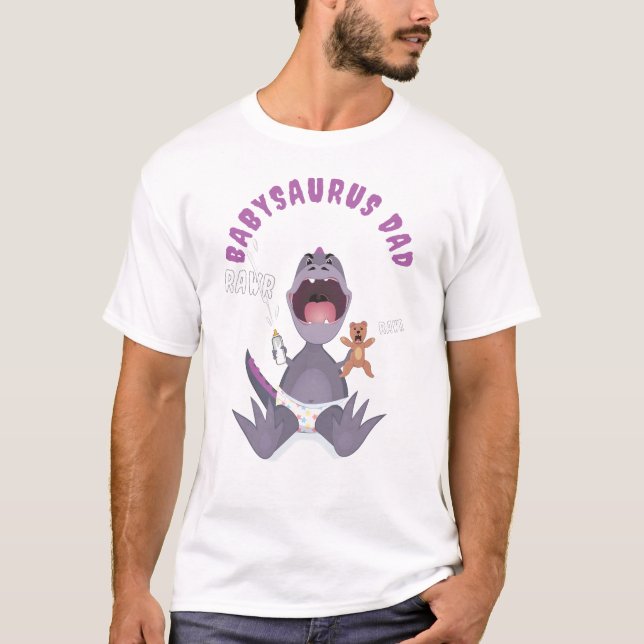 Camiseta Papá T-rex Bebésaurio Púrpura  (Anverso)