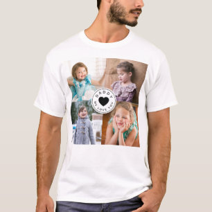 Camiseta Papá Te Amamos Niños Corazón Negro 4 Colage de Fot