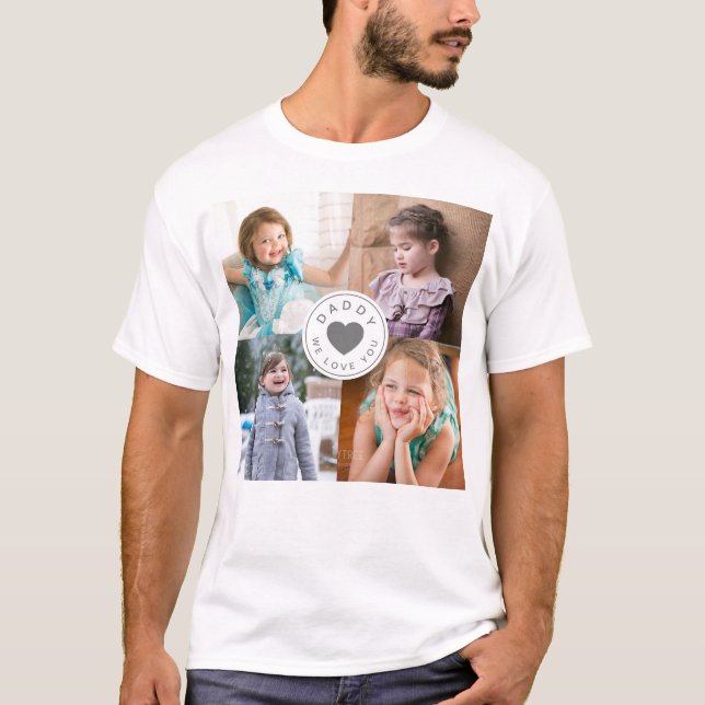 Camiseta Papá, te queremos, niños cariñosos de Collage de f (Anverso)