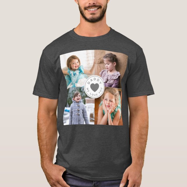 Camiseta Papá te queremos niños por Collage de fotos (Anverso)