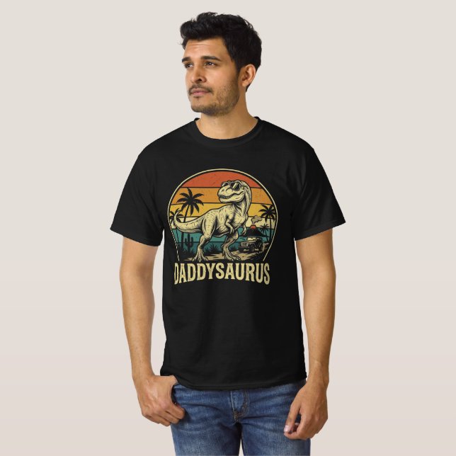 Camiseta Papa Trex Dinosaurio Daddysaurus Retro Día del Pad (Anverso completo)