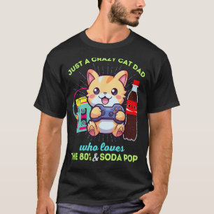 Camiseta Papá un gato loco que ama el juego Soda Pop y los 