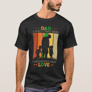 Camiseta Papá un hijo primer héroe y las hijas primero aman