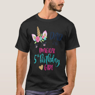 Camiseta Papá Unicornio Del Quinto Chica De Cumpleaños Cort