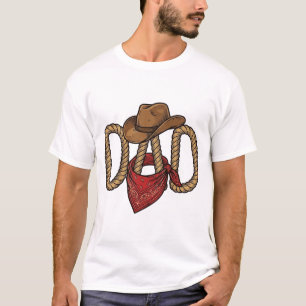 Camiseta Papá vaquero cuerda sombrero bandana grabado vinta