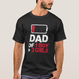 Camiseta Papá Vintage De 1 Niño Y 3 Chicas Batería Baja F