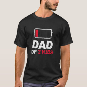 Camiseta Papá Vintage Papá De 2 Hijos Batería Baja Día Del