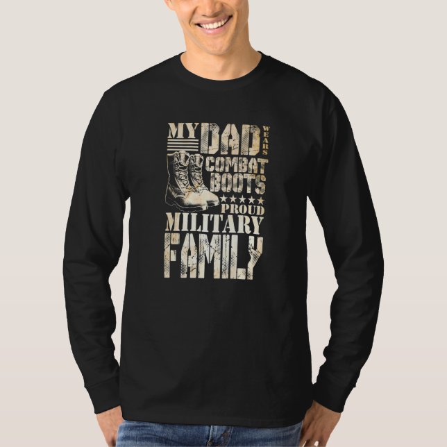 Camiseta Papá viste botes de combate familia militar orgull (Anverso)