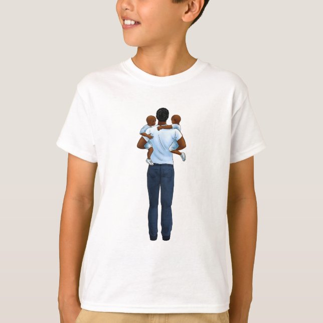 Camiseta Papá y dos hijos en el Día de los Padres Africanos (Anverso)
