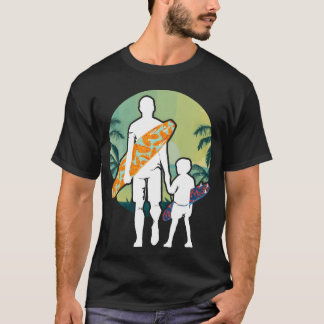 Camiseta Papá y el hijo coincidiendo con la cosecha de surf
