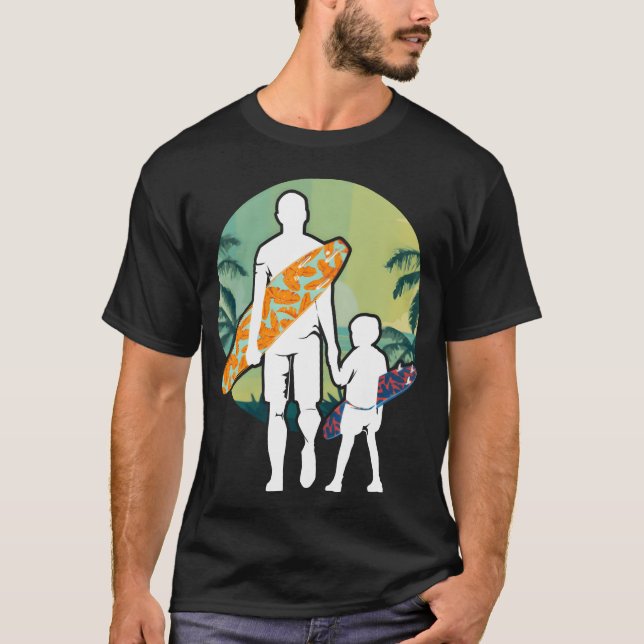 Camiseta Papá y el hijo coincidiendo con la cosecha de surf (Anverso)