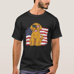 Camiseta Papa y Mamá Golden Retriever Bandera Americana 4 d