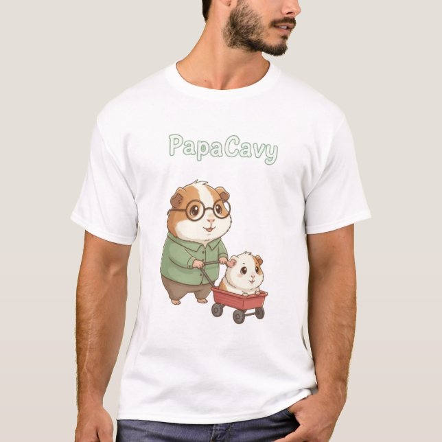 Camiseta PapaCavy - Cute Guinea Cerdo Papá Tee Día del Padr (Anverso)
